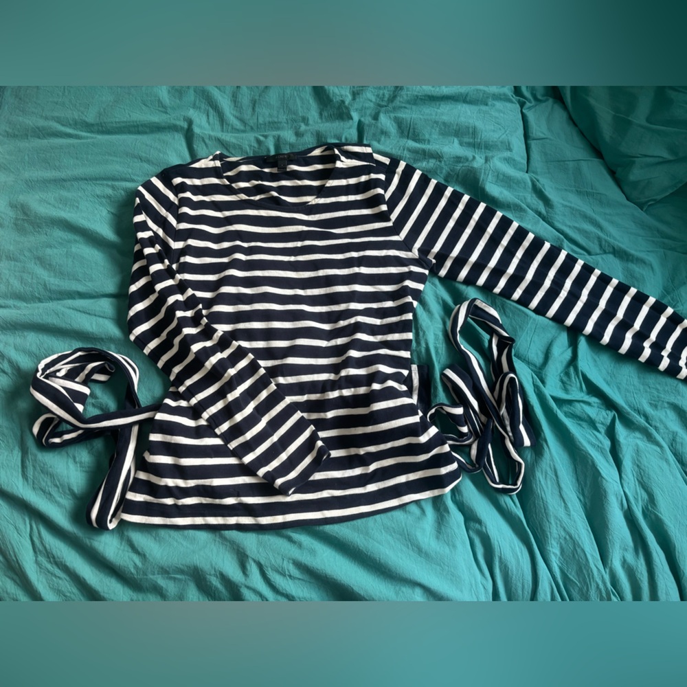 J. Crew Striped Navy and Cream Top
